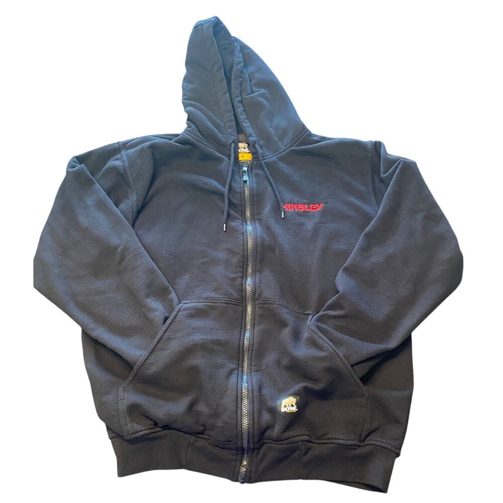 Berne Workwear Thermal Lined Full Zip Hoodie Jacket Black‎ Mens L Utility Warm